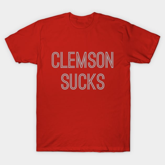 Clemson Sucks (Silver Text) T-Shirt by caknuck